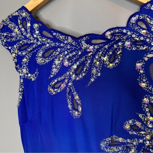 Macduggal Cassandra Stone Royal Blue cutout back formal maxi dress - Picture 4 of 16